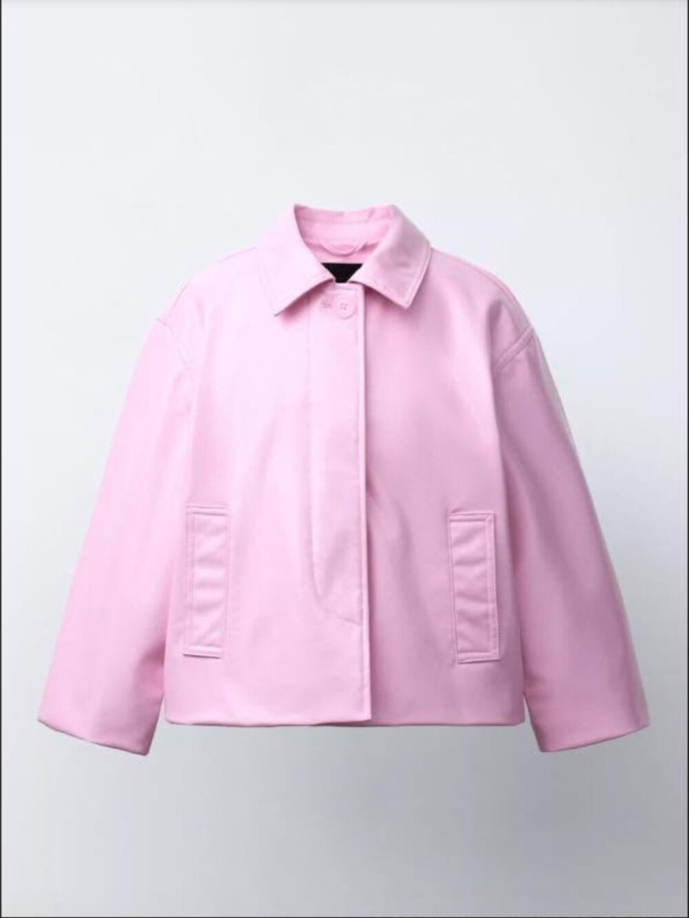 ZARA Pink Faux Leather Cropped Jacket - Fits Women S / M (Kids 13-14 YRS NWT)